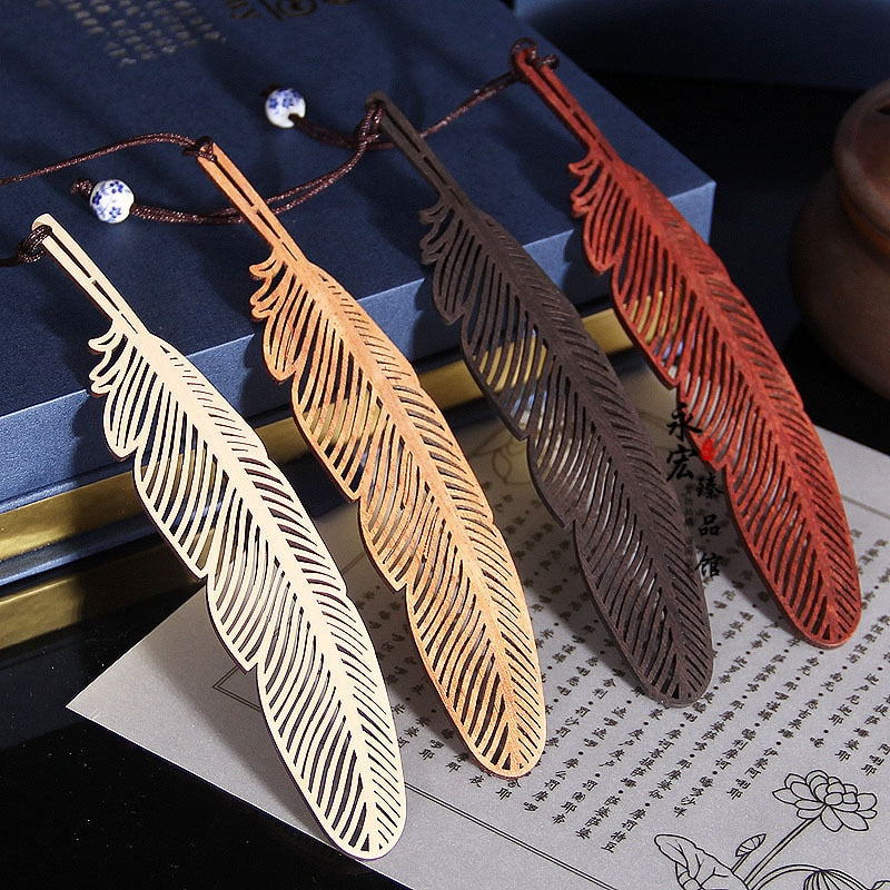 Wooden Feather Bookmark