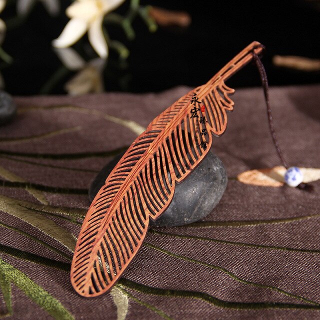 Wooden Feather Bookmark